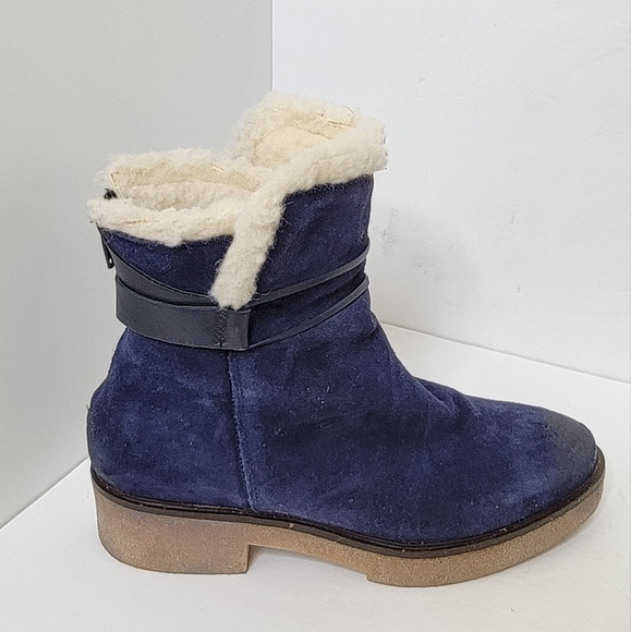 Sundance Blue Willette Shearling-lined Leather Suede Boots Size 39 - Picture 6 of 10